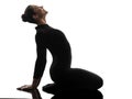 Woman contortionist exercising gymnastic yoga silhouette Royalty Free Stock Photo