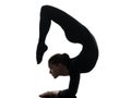 Woman contortionist exercising gymnastic yoga silhouette Royalty Free Stock Photo