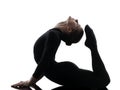 Woman contortionist exercising gymnastic yoga silhouette Royalty Free Stock Photo