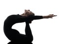 Woman contortionist exercising gymnastic yoga silhouette Royalty Free Stock Photo