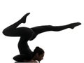 Woman contortionist exercising gymnastic yoga silhouette Royalty Free Stock Photo