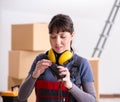 Woman contractor with measuring tape