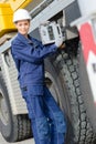 Woman at controls heavy plant vehicle Royalty Free Stock Photo