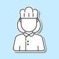 Woman cook avatar sticker icon. Simple thin line, outline vector of avatar icons for ui and ux, website or mobile application Royalty Free Stock Photo