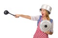 Woman cook isolated on the white background Royalty Free Stock Photo