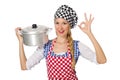 Woman cook isolated on the white background Royalty Free Stock Photo