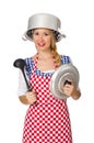 Woman cook isolated on the white background Royalty Free Stock Photo