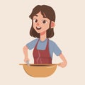 a woman cooking delicious soup