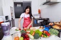 Woman cooking in kitchen room Royalty Free Stock Photo