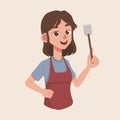 a woman with cooking tools