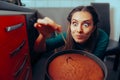 Woman Cooking Using a Toothpick Checking on her Baked Cake.