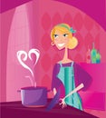 Woman is cooking valentines food with love Royalty Free Stock Photo