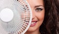 Woman with cooler fan