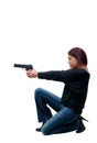 Woman Cop with Gun Royalty Free Stock Photo