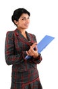 Woman with copyholder Royalty Free Stock Photo