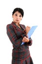 Woman with copyholder Royalty Free Stock Photo