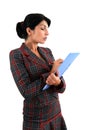 Woman with copyholder Royalty Free Stock Photo