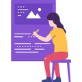 Woman copywriter working on content vector icon