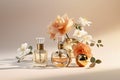woman cosmetic fragrance perfume smell aromatic bottle scent glass aroma flower. Generative AI. Royalty Free Stock Photo