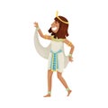 Woman in costume of the Egyptian pharaoh. Vector illustration on a white background.