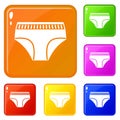 Woman cotton panties icons set vector color