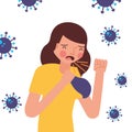 Woman coughing vector