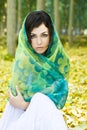 Woman covered by headscarf. Royalty Free Stock Photo