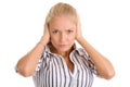 Woman covering ears with hands Royalty Free Stock Photo