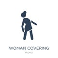 woman covering icon in trendy design style. woman covering icon isolated on white background. woman covering vector icon simple Royalty Free Stock Photo