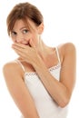 Woman covering mouth Royalty Free Stock Photo