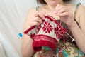 Woman craftwork knitting Royalty Free Stock Photo