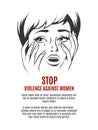 Woman cries. Stop violence against women vector