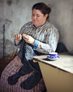 Woman Crocheting Blanket Royalty Free Stock Photo