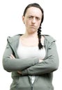 Woman with crossed arms not happy Royalty Free Stock Photo