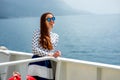 Woman on cruise liner or ferry Royalty Free Stock Photo