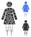 Woman crutches Mosaic Icon of Circle Dots