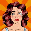 Woman Crying. Exhausted Woman. Woman in depression. Pop Art