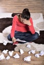 Woman Crying, Reading Letter Royalty Free Stock Photo