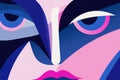 cubist woman abstract graphic poster fashion modern cubism print face portrait. Generative AI.