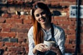 woman with a cup of coffee Near the table waiter service work professionals Royalty Free Stock Photo