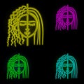 woman, curly, straight hair neon color set icon. Simple thin line, outline vector of anti age icons for ui and ux, website or Royalty Free Stock Photo