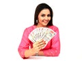 Woman with currency notes Royalty Free Stock Photo