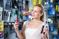 Woman customer in housewares hypermarket