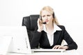 Woman customer service worker, call center operator with phone headset Royalty Free Stock Photo