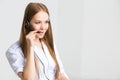 Woman customer service worker, call center operator Royalty Free Stock Photo