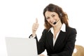 Woman customer service worker, call center smiling operator