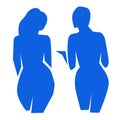 Woman cut out figure Matisse inspired.Contemporary silhouette shape, hand drawn blue female.Flat beautiful lady pose.Fashion
