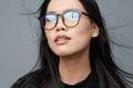 Woman cute portrait beautiful background glasses studio student smile face attractive fashion asian business beauty Royalty Free Stock Photo