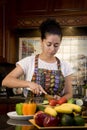 Woman Cutting Vegetables Royalty Free Stock Photo