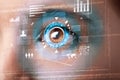 Woman with cyber technology eye panel concept Royalty Free Stock Photo